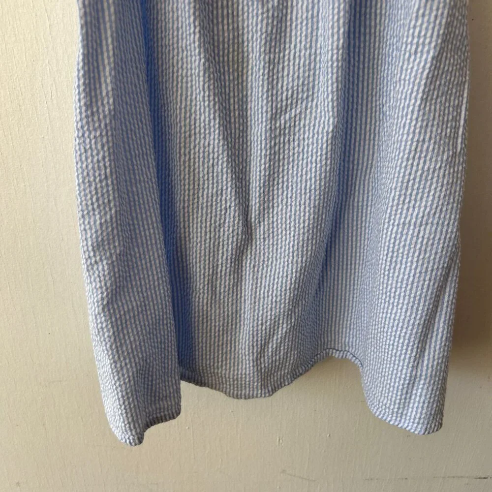 H&M Girls Seersucker Shift Dress Size 6 Blue‎ Striped Preppy Coastal